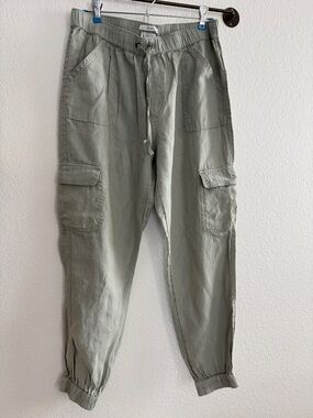 Nicole Miller NY  100% Linen Jogger Pants Sage Green Size L